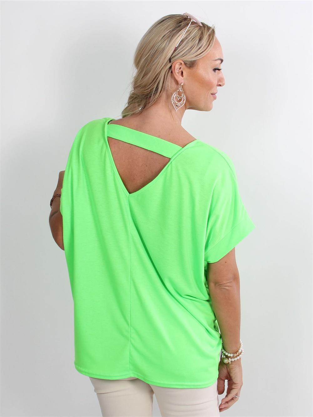 Elodie - Armygrøn t-shirt med lille V i ryggen